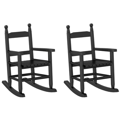 Rocking Chairs for Children 2 pcs Black Solid Wood Poplar