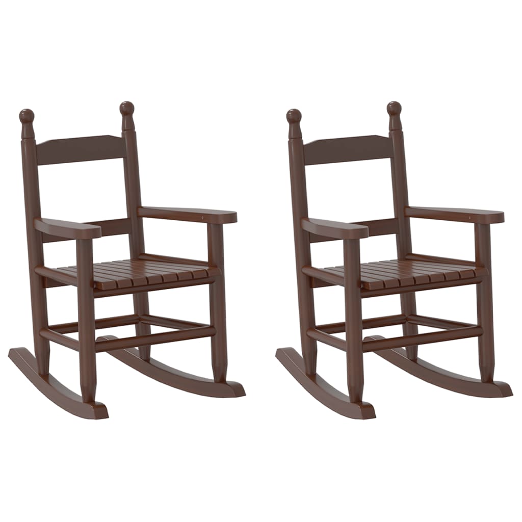 Rocking Chairs for Children 2 pcs Brown Solid Wood Poplar