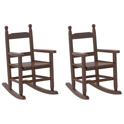 Rocking Chairs for Children 2 pcs Brown Solid Wood Poplar