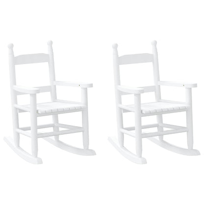 Rocking Chairs for Children 2 pcs White Solid Wood Poplar