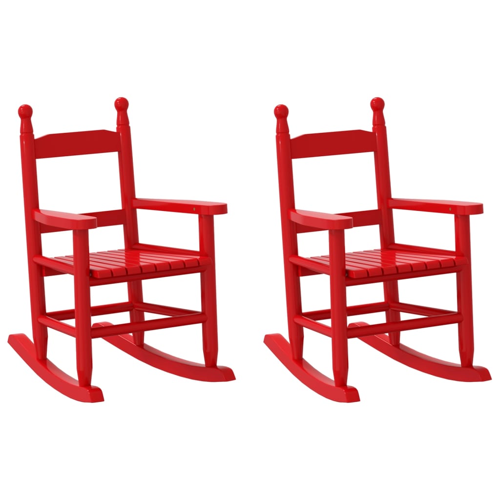 Rocking Chairs for Children 2 pcs Red Solid Wood Poplar