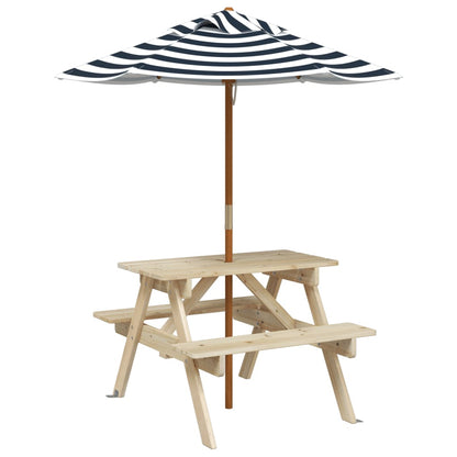 Picnic Table for 4 Kids with Umbrella Solid Wood Fir