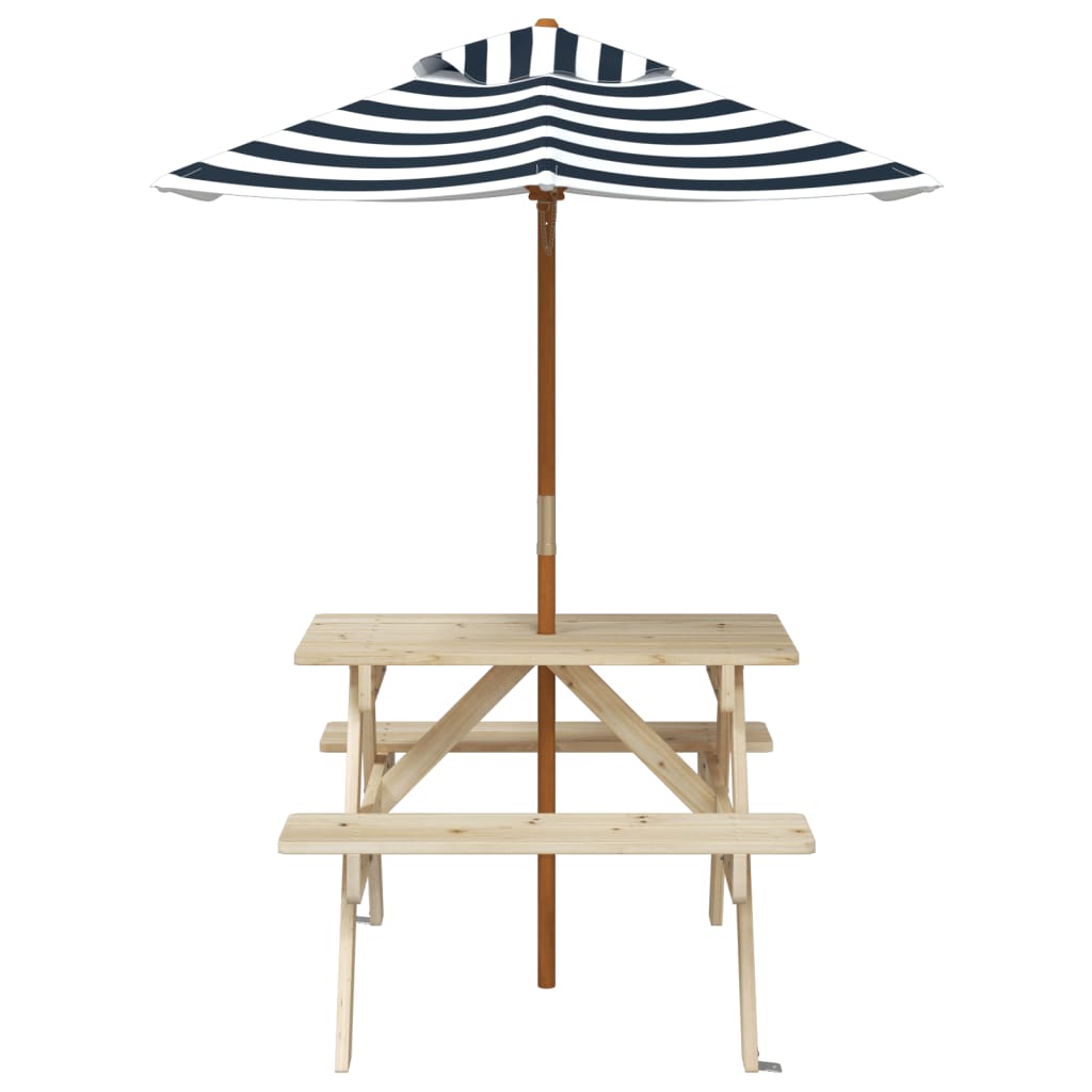 Picnic Table for 4 Kids with Umbrella Solid Wood Fir