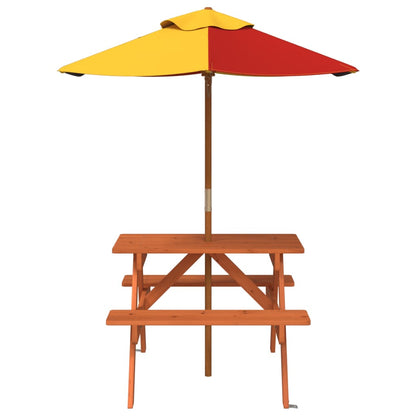 Picnic Table for 4 Kids with Umbrella Solid Wood Fir