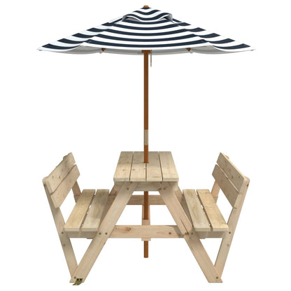 Picnic Table for 4 Kids with Umbrella Solid Wood Fir