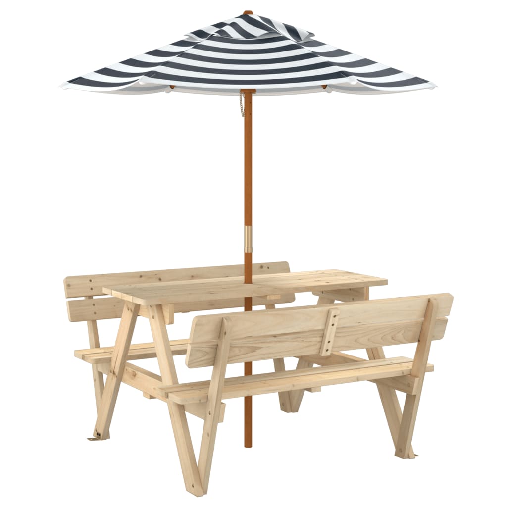 Picnic Table for 4 Kids with Umbrella Solid Wood Fir