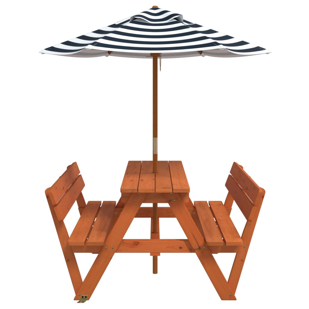 Picnic Table for 4 Kids with Umbrella Solid Wood Fir