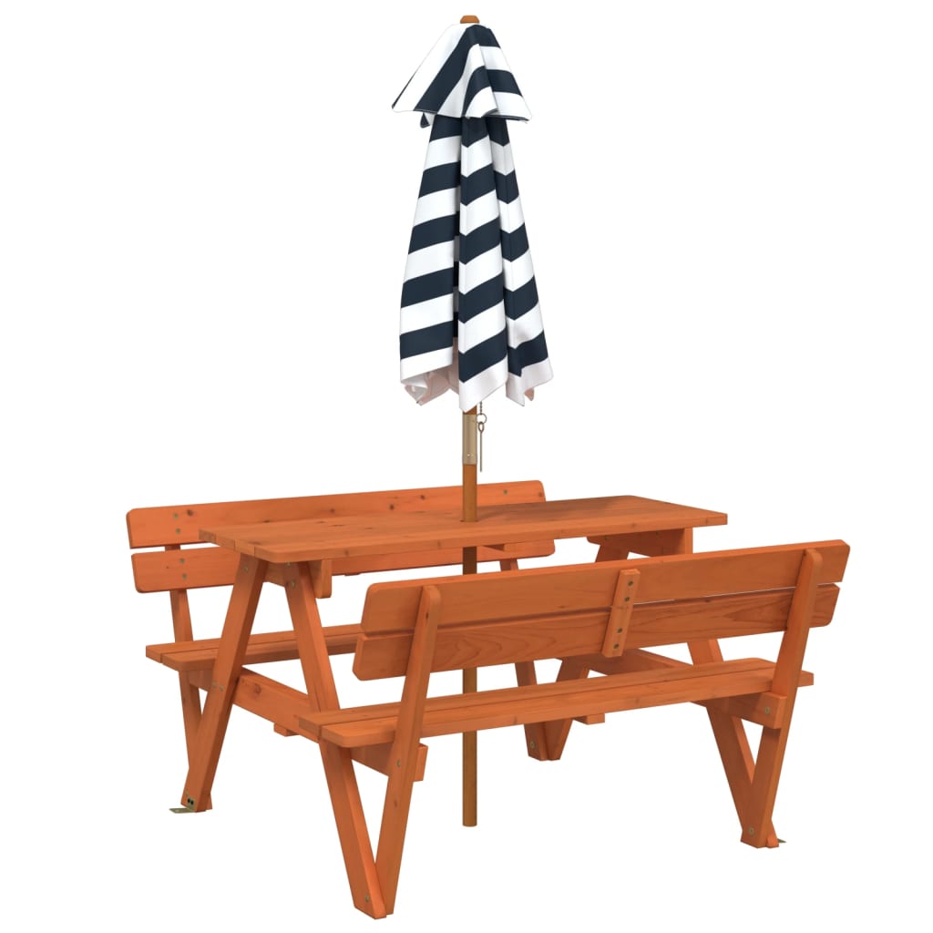 Picnic Table for 4 Kids with Umbrella Solid Wood Fir