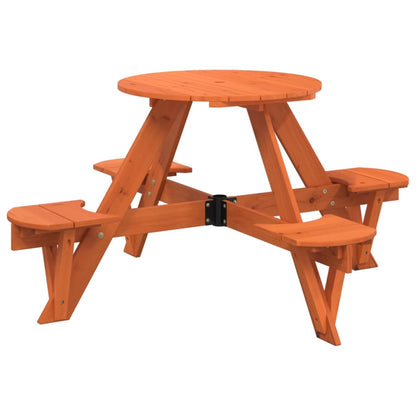 Picnic Table for 4 Kids with Umbrella Round Solid Wood Fir