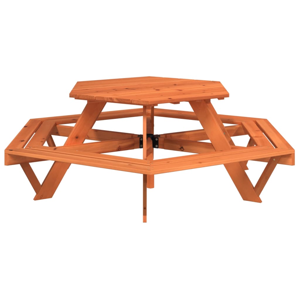 Picnic Table for 6 Kids with Umbrella Hexagon Solid Wood Fir