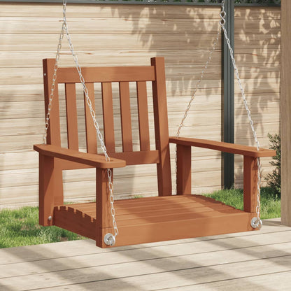 Garden Swing Chair with Metal Chains Brown Solid Wood Fir