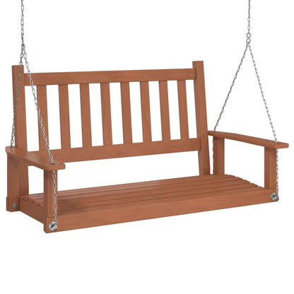 Garden Swing Bench with Metal Chains Brown Solid Wood Fir