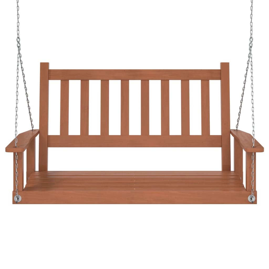 Garden Swing Bench with Metal Chains Brown Solid Wood Fir