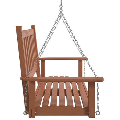 Garden Swing Bench with Metal Chains Brown Solid Wood Fir