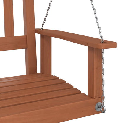 Garden Swing Bench with Metal Chains Brown Solid Wood Fir