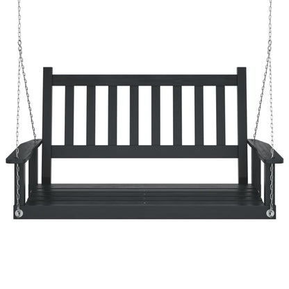 Garden Swing Bench with Metal Chains Black Solid Wood Fir