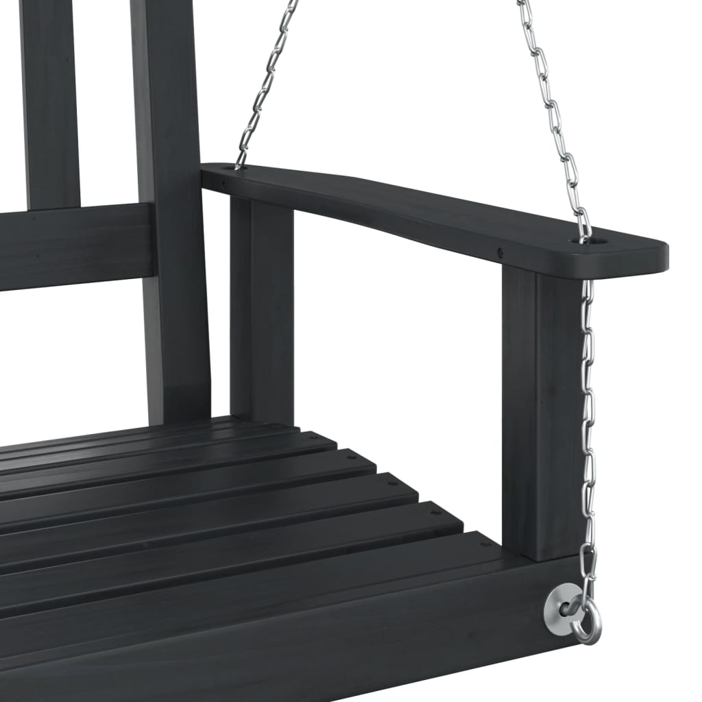 Garden Swing Bench with Metal Chains Black Solid Wood Fir