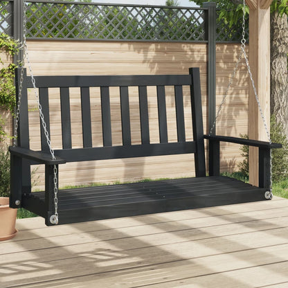 Garden Swing Bench with Metal Chains Black Solid Wood Fir