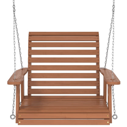 Garden Swing Chair with Metal Chains Brown Solid Wood Fir