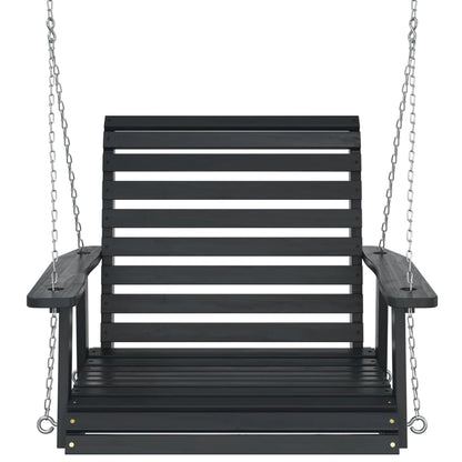 Garden Swing Chair with Metal Chains Black Solid Wood Fir