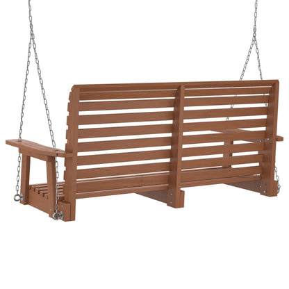 Garden Swing Bench with Metal Chains Brown Solid Wood Fir