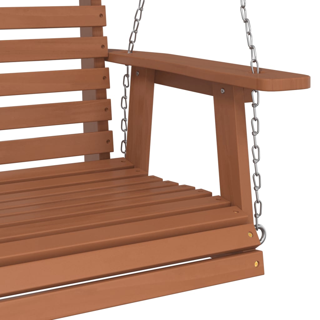 Garden Swing Bench with Metal Chains Brown Solid Wood Fir