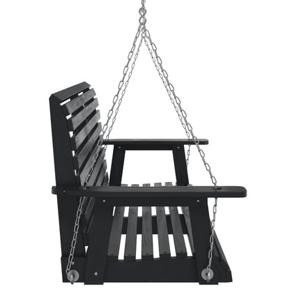 Garden Swing Bench with Metal Chains Black Solid Wood Fir