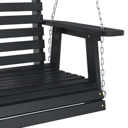 Garden Swing Bench with Metal Chains Black Solid Wood Fir