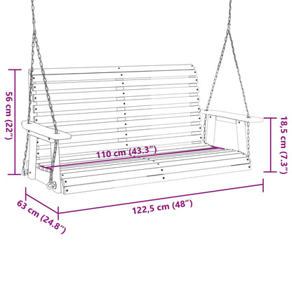 Garden Swing Bench with Metal Chains Black Solid Wood Fir