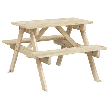 Picnic Table for 4 Kids with Umbrella Hole Solid Wood Fir