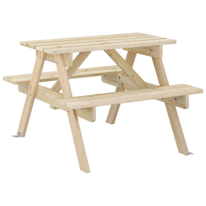 Picnic Table for 4 Kids with Umbrella Hole Solid Wood Fir