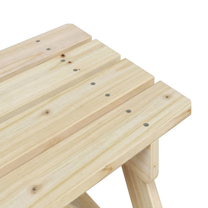 Picnic Table for 4 Kids with Umbrella Hole Solid Wood Fir