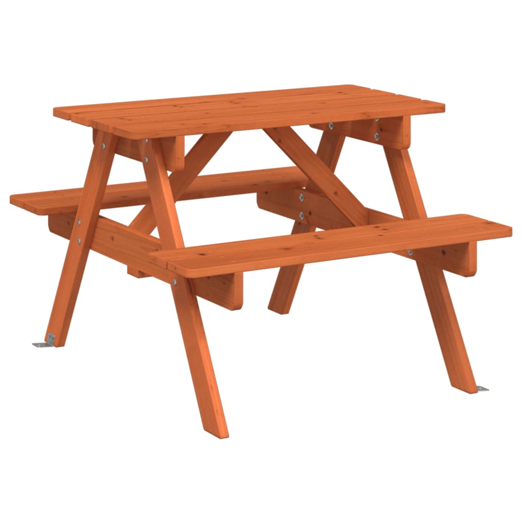 Picnic Table for 4 Kids with Umbrella Hole Solid Wood Fir