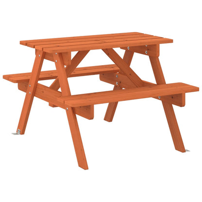 Picnic Table for 4 Kids with Umbrella Hole Solid Wood Fir