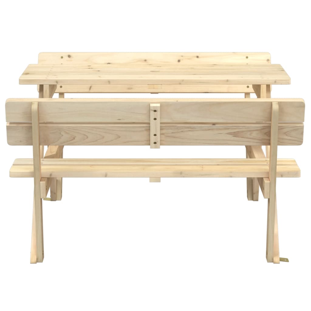 Picnic Table for 4 Kids with Umbrella Hole Solid Wood Fir