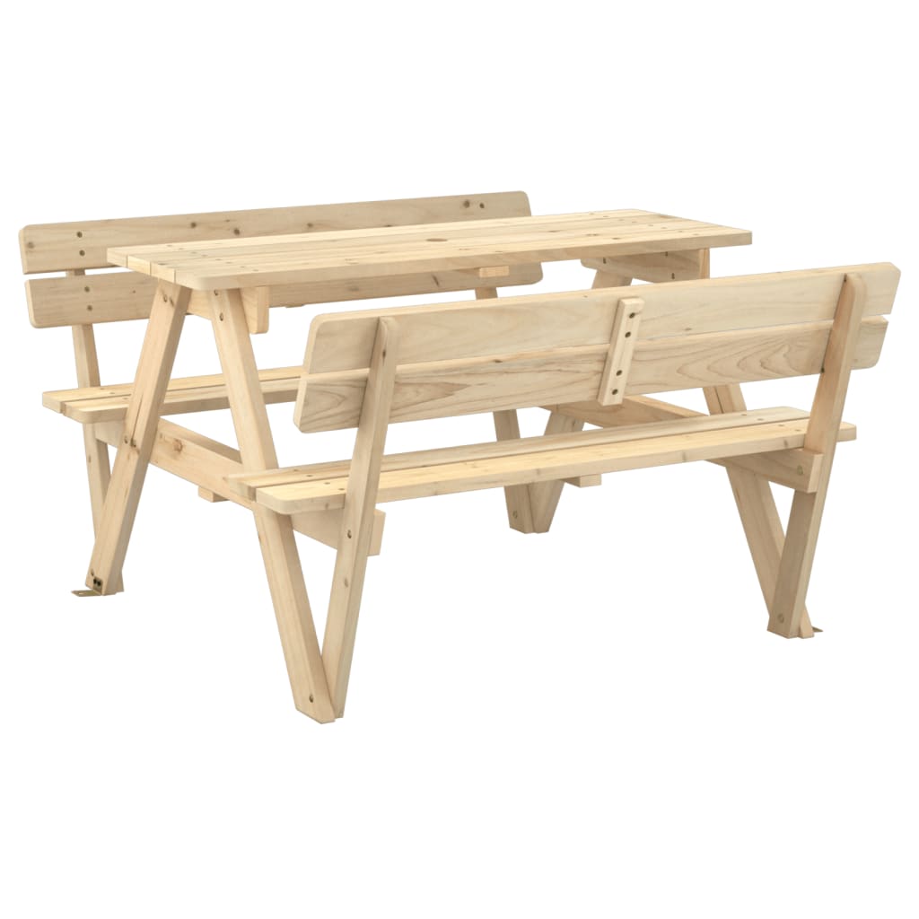 Picnic Table for 4 Kids with Umbrella Hole Solid Wood Fir