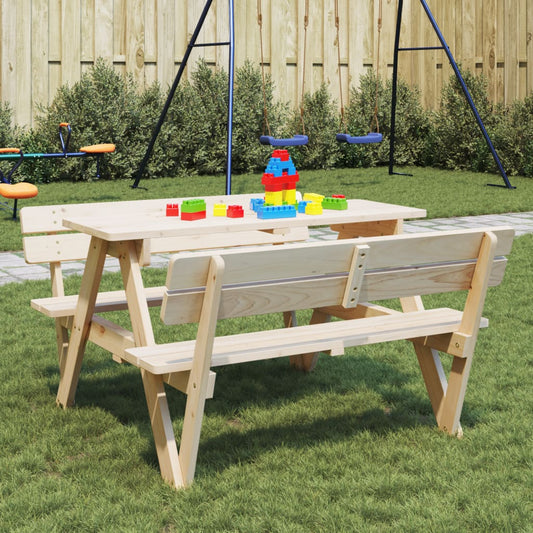 Picnic Table for 4 Kids with Umbrella Hole Solid Wood Fir