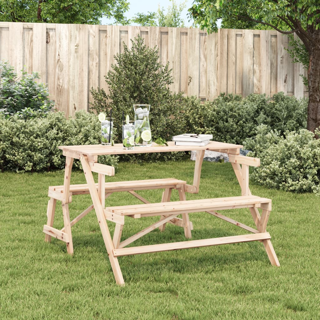 Picnic Table with Benches Solid Wood Fir 2-in-1 Convertible