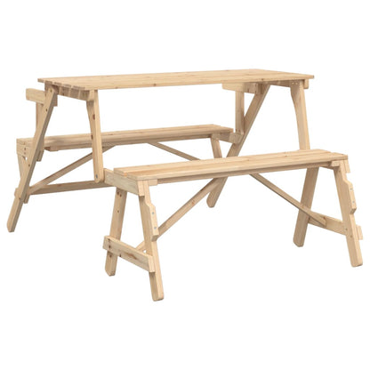 Picnic Table with Benches Solid Wood Fir 2-in-1 Convertible