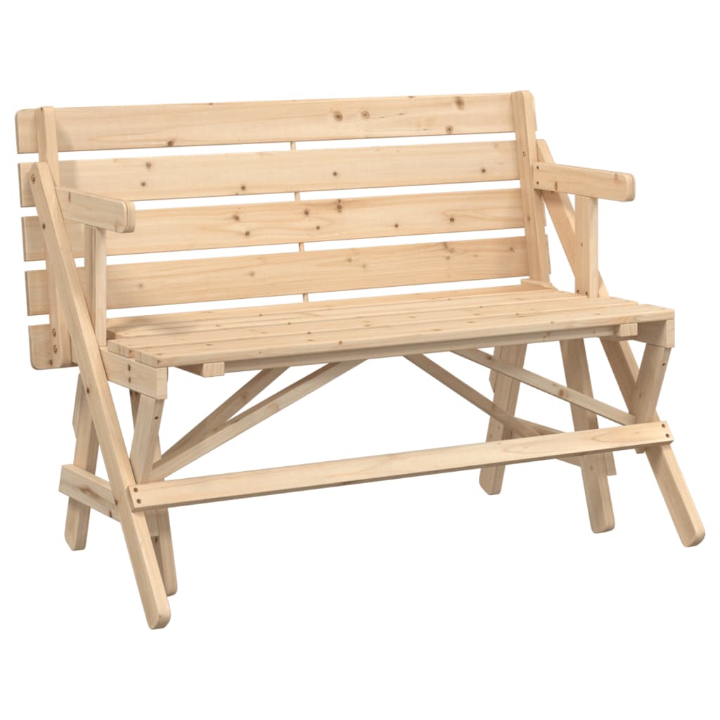 Picnic Table with Benches Solid Wood Fir 2-in-1 Convertible