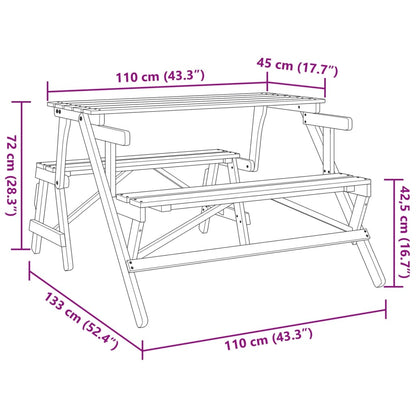 Picnic Table with Benches Solid Wood Fir 2-in-1 Convertible