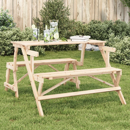 Picnic Table with Benches Solid Wood Fir 2-in-1 Convertible