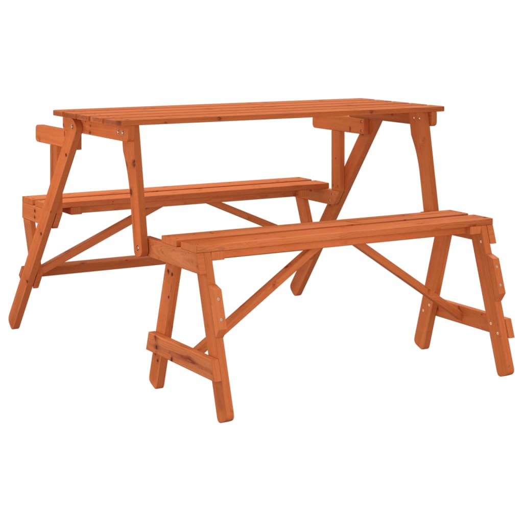 Picnic Table with Benches Solid Wood Fir 2-in-1 Convertible