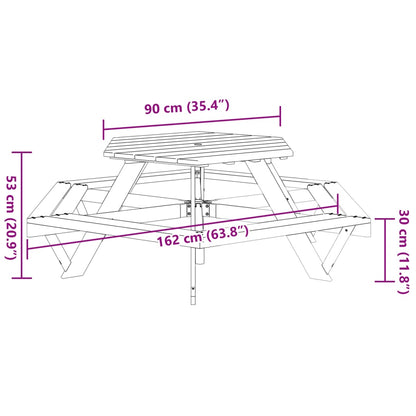 Picnic Table for 6 Kids with Benches Hexagon Solid Wood Fir