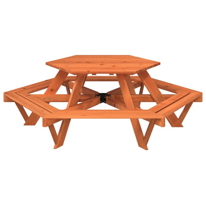 Picnic Table for 6 Kids with Benches Hexagon Solid Wood Fir