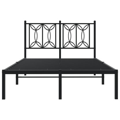 Metal Bed Frame without Mattress with Headboard Black 120x190cm