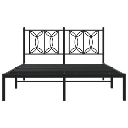 Metal Bed Frame without Mattress with Headboard Black 140x190cm