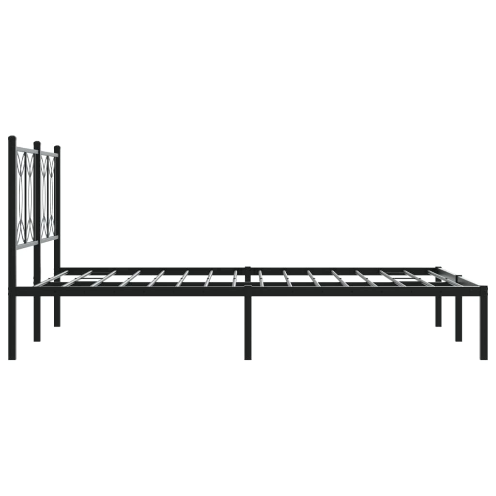 Metal Bed Frame without Mattress with Headboard Black 140x190cm