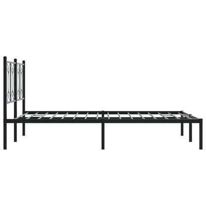 Metal Bed Frame without Mattress with Headboard Black 140x190cm
