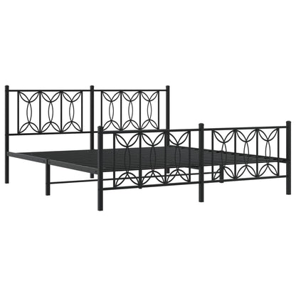 Metal Bed Frame without Mattress with Footboard Black 183x213cm